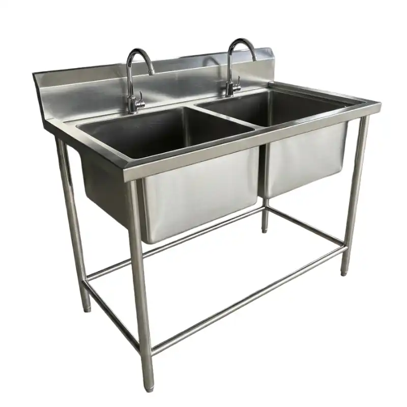 ซิงค์ล้างจาน 2 หลุม สแตนเลส 304 แท้ 100% Food Grade ขนาด 65x120x85 ซม. โครงขาแข็งแรงพิเศษ