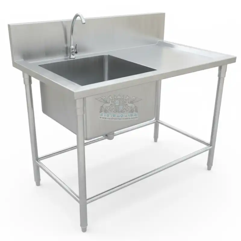 ซิงค์ล้างจาน 1 หลุม+มีที่พัก+สแตนเลส304