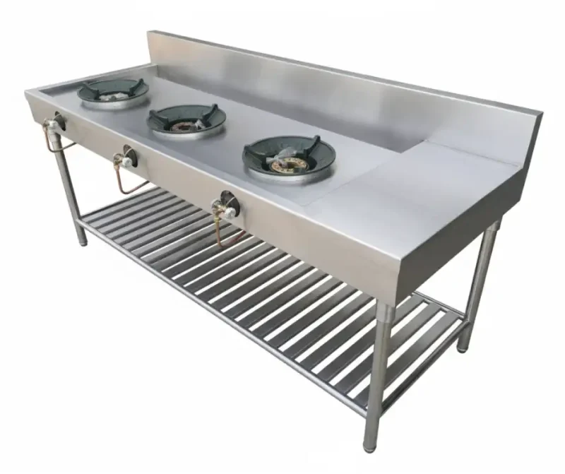 เตาไทย สแตนเลส304 3 หัว<br>ขนาด 70x230x80cm.