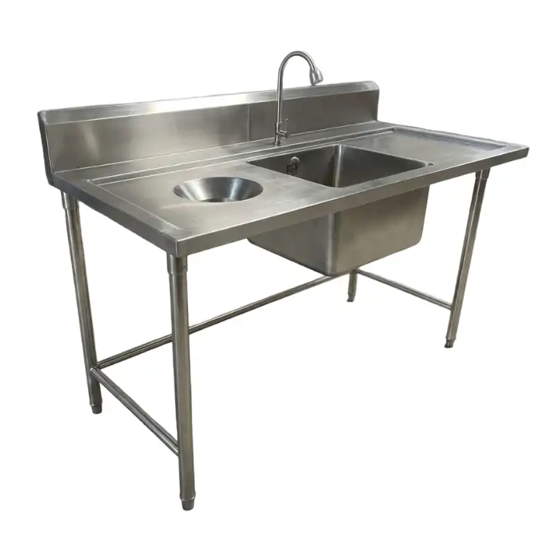 ซิงค์ล้างจาน 1 หลุม พร้อมหลุมทิ้งเศษอาหารและที่พัก สแตนเลส 304 (SUS 304) แท้ 100% Food Grade เกรดอุตสาหกรรมร้านอาหาร
