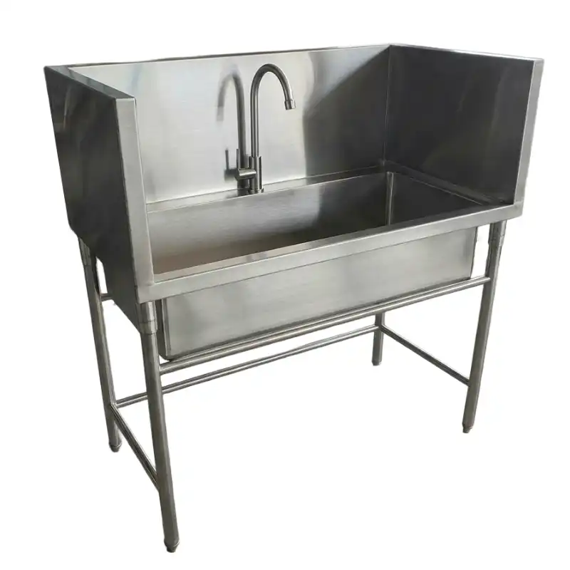 ซิงค์ล้างจานสแตนเลส 304 1 หลุม มีที่พัก ขนาด 70x150x80 ซม. ขาเสริมคาน ทนทาน ไม่โยกเยก